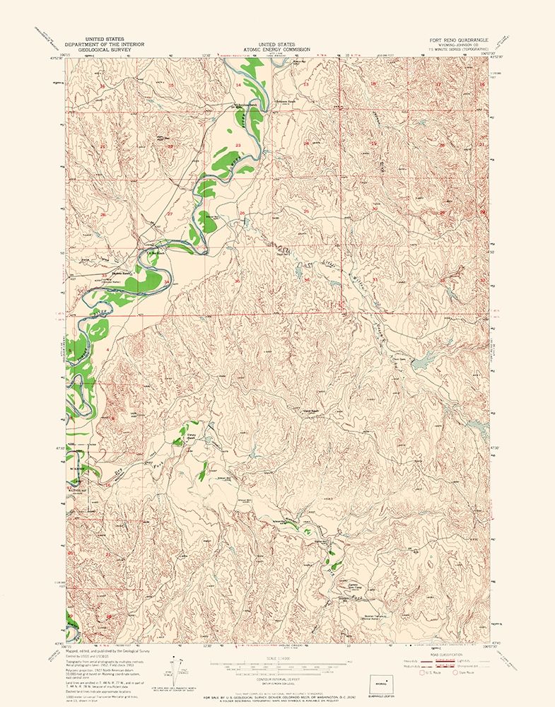 Fort Reno Wyoming Quad - USGS 1953