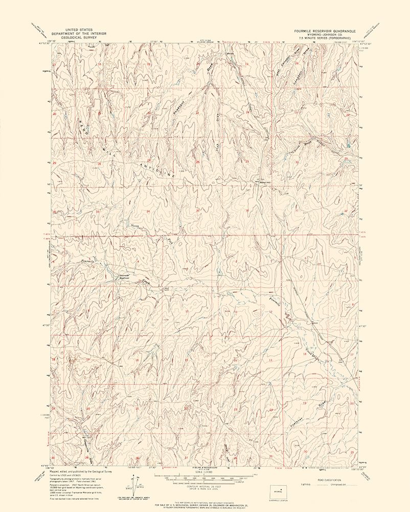 Fourmile Reservoir Wyoming Quad - USGS 1961