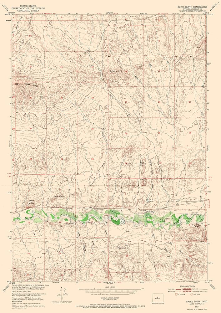 Gates Butte Wyoming Quad - USGS 1952