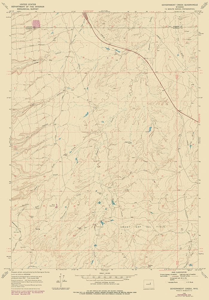 Government Creek Wyoming Quad - USGS 1968
