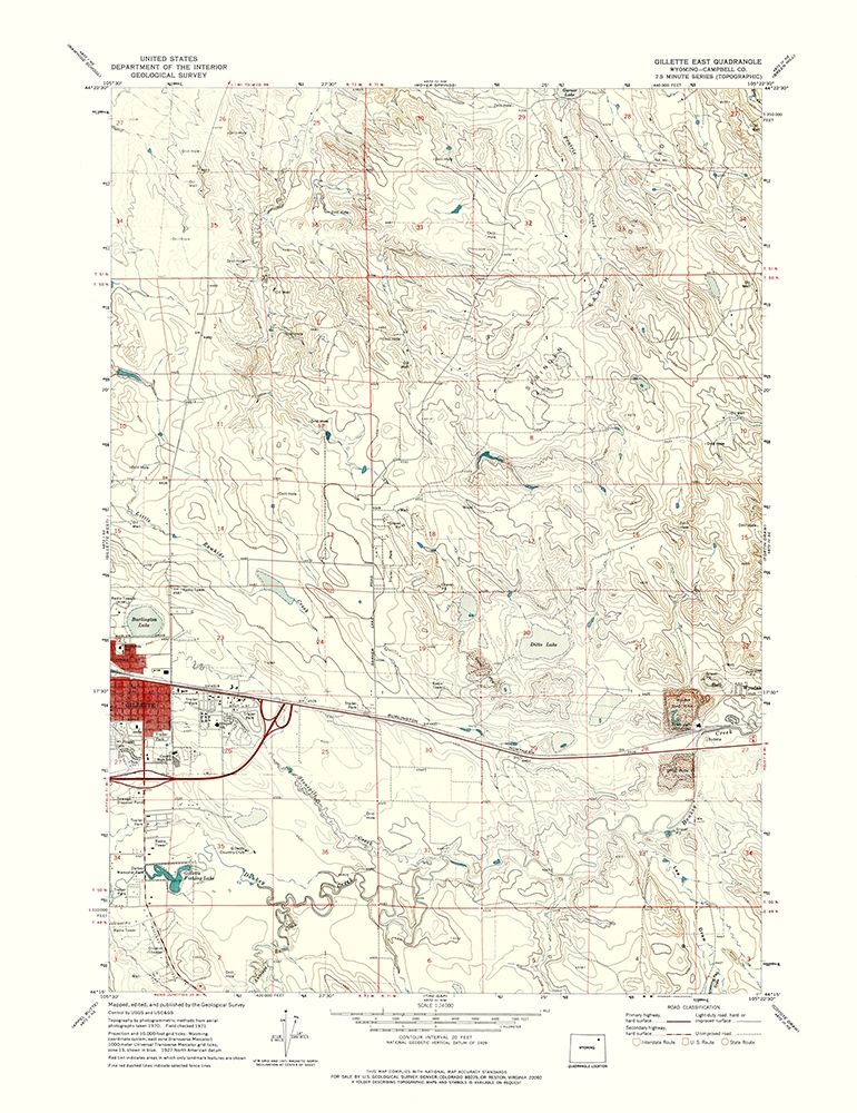 East Gillette Wyoming Quad - USGS 1971