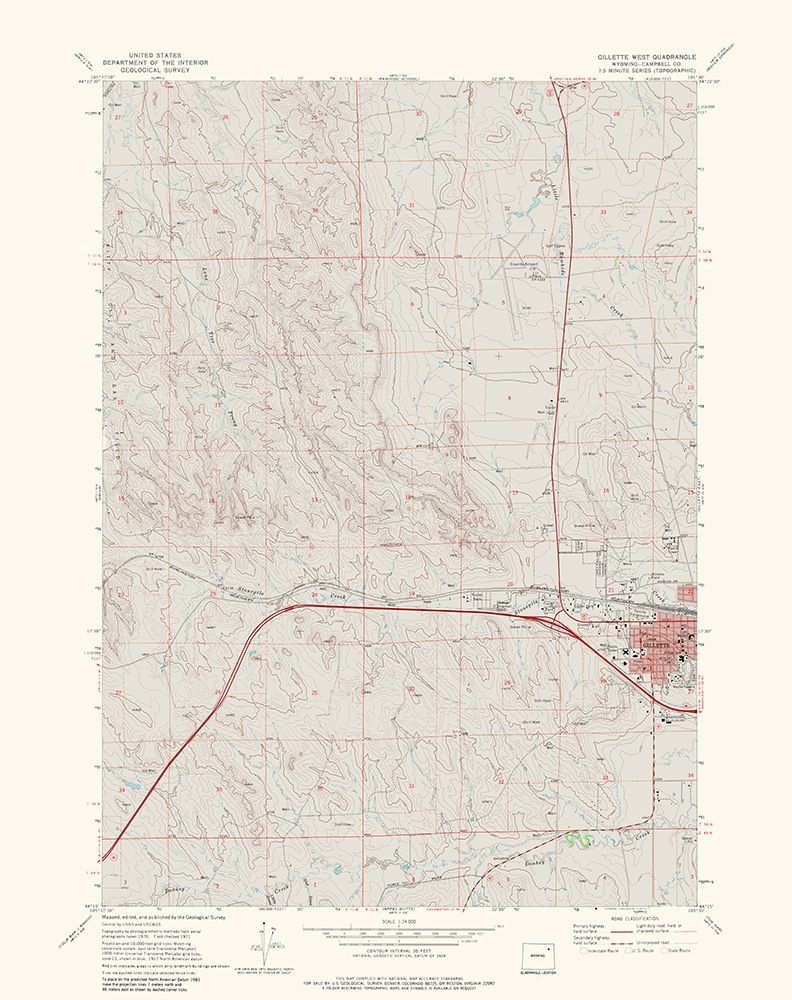 West Gillette Wyoming Quad - USGS 1971