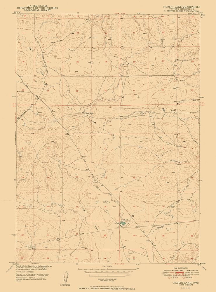 Gilbert Lake Wyoming Quad - USGS 1950