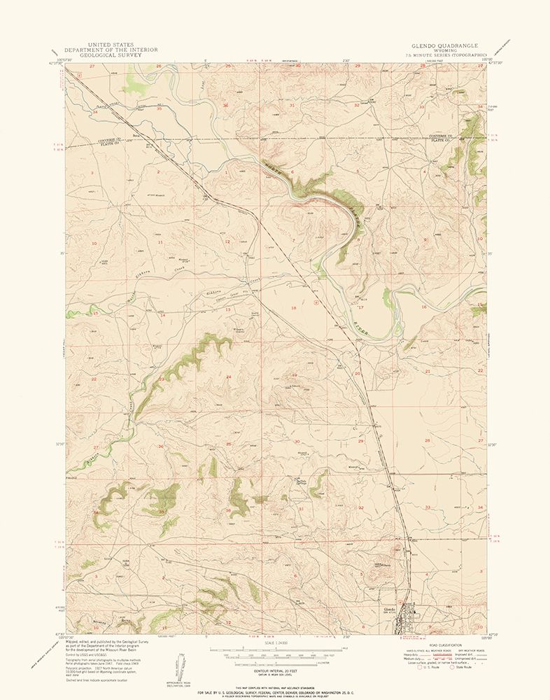 Glendo Wyoming Quad - USGS 1949