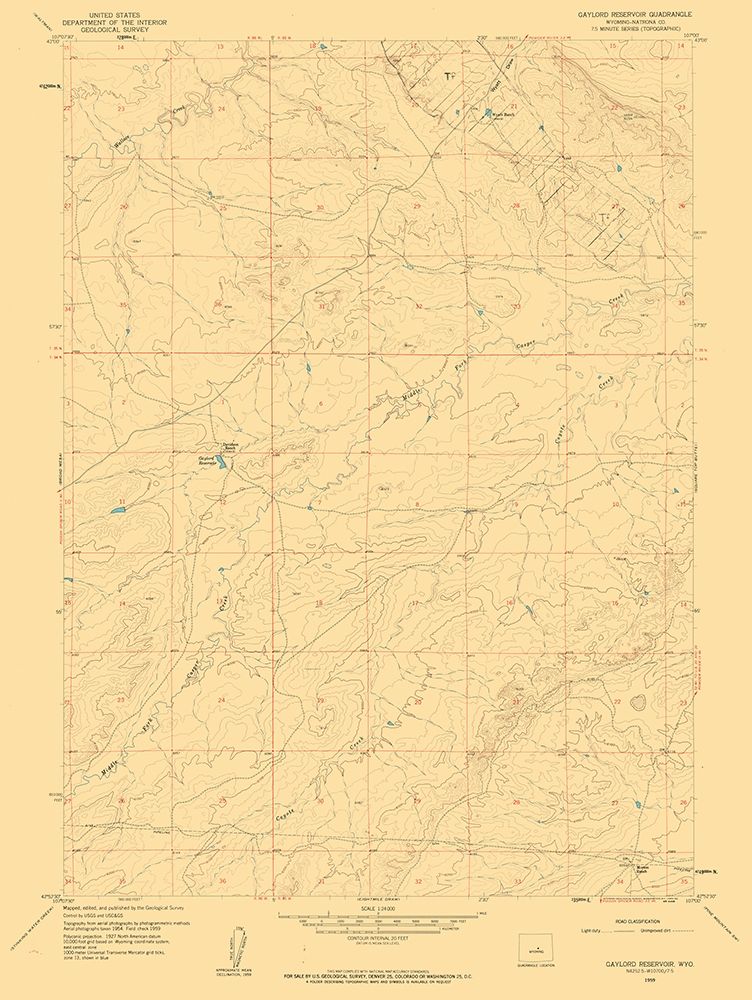 Gaylord Reservoir Wyoming Quad - USGS 1959