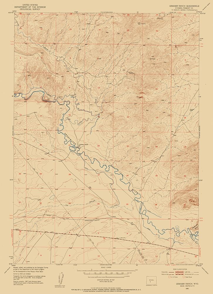 Graham Ranch Wyoming Quad - USGS 1951