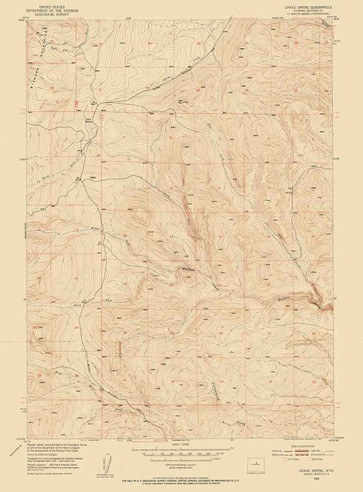 Grave Spring Wyoming Quad - USGS 1952