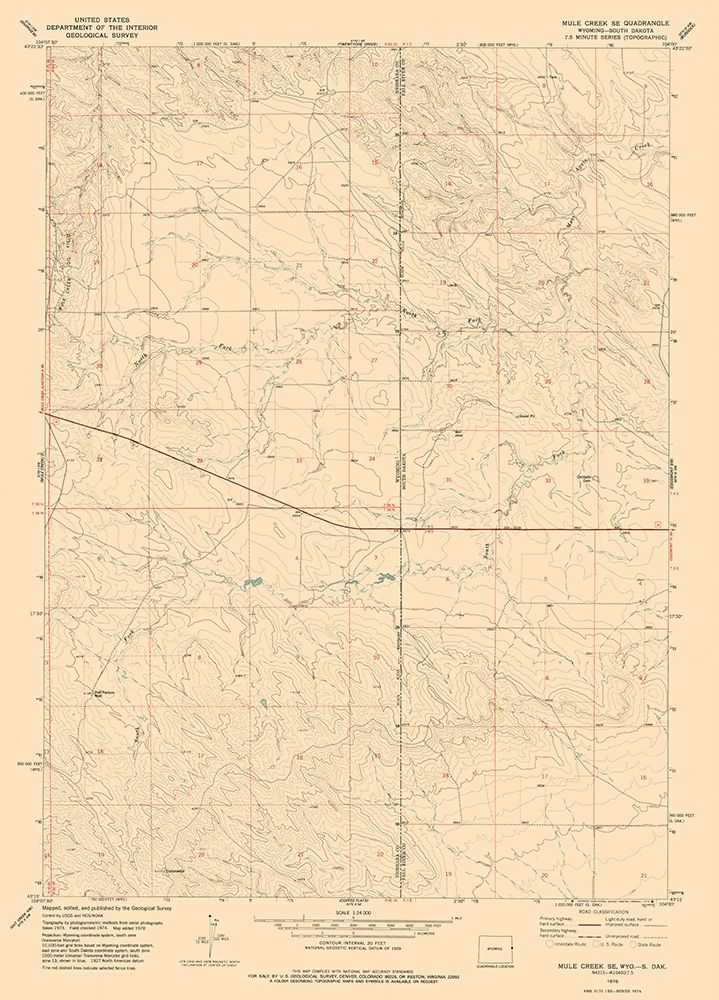 Mule Creek Wyoming Quad - USGS 1978
