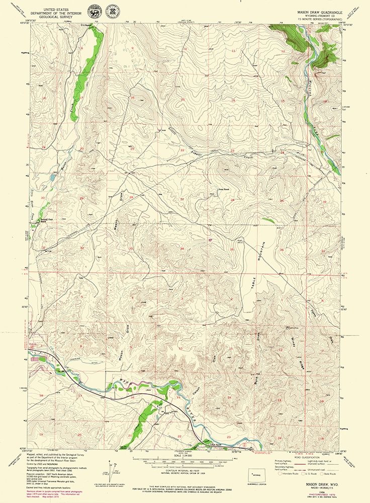 Mason Draw Wyoming Quad - USGS 1956