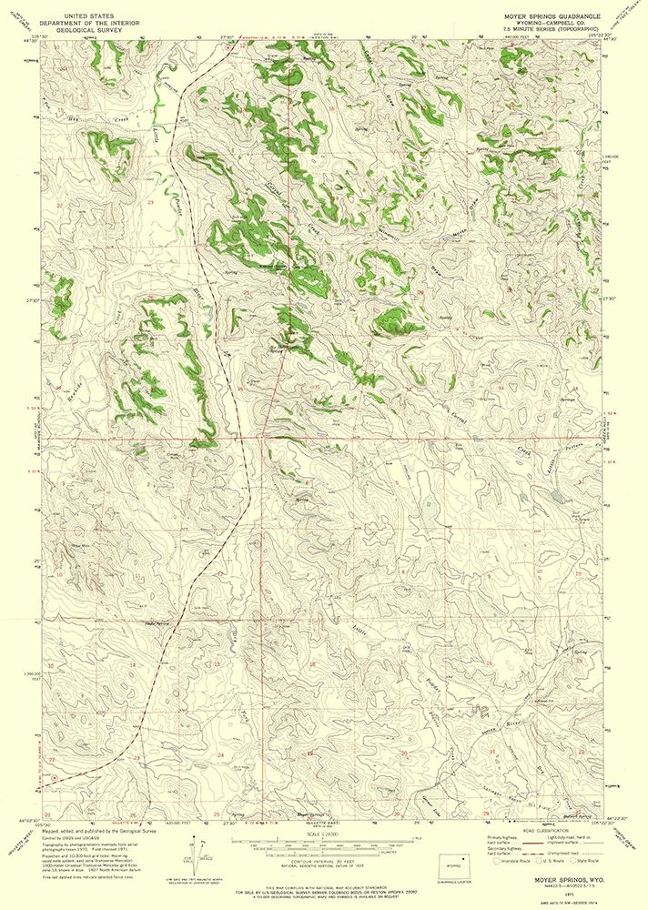 Moyer Springs Wyoming Quad - USGS 1971