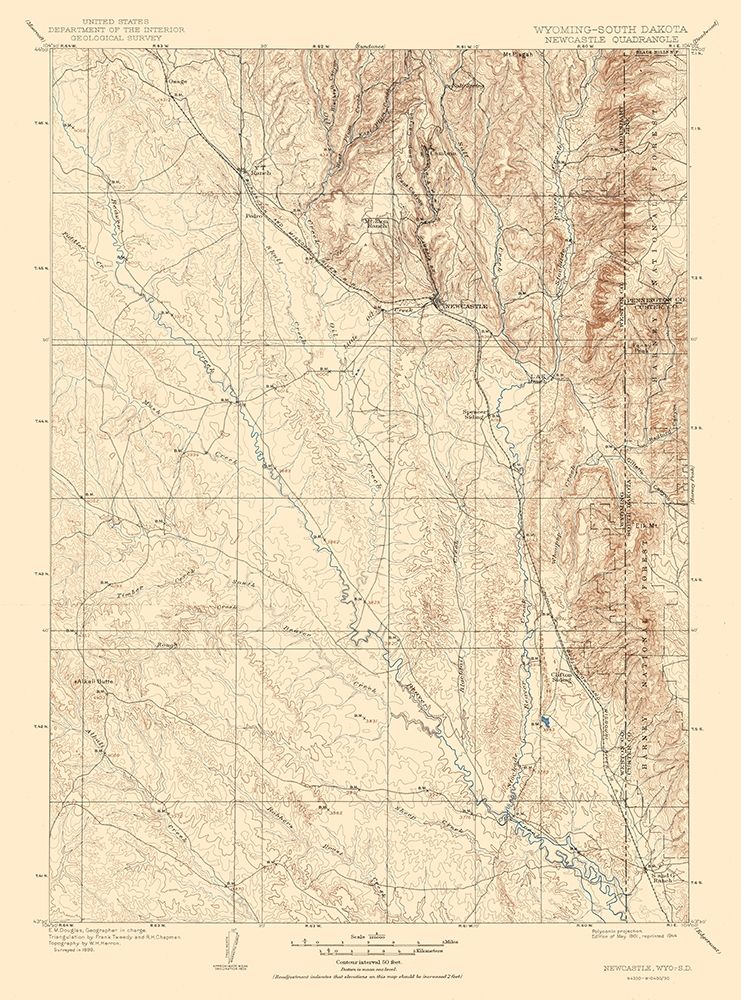 Newcastle Wyoming Quad - USGS 1901