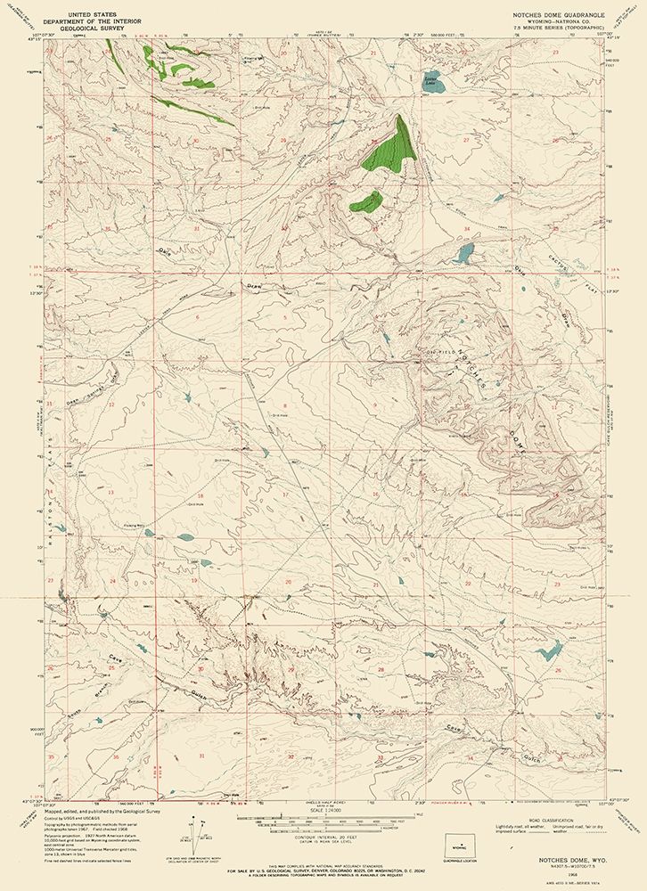 Notches Dome Wyoming Quad - USGS 1968