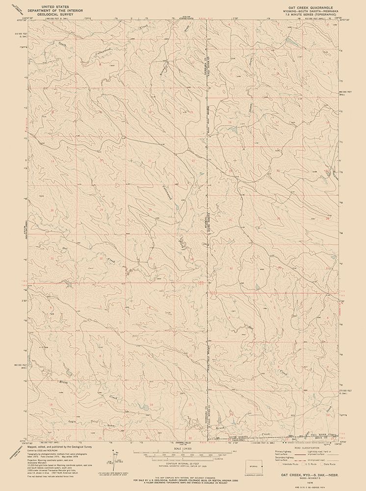 Oak Creek Wyoming Quad - USGS 1978