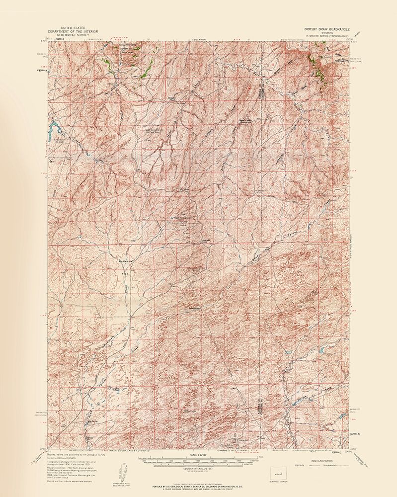 Ormsby Draw Wyoming Quad - USGS 1959