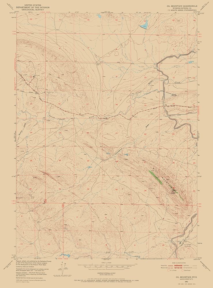 Oil Mountain Wyoming Quad - USGS 1951