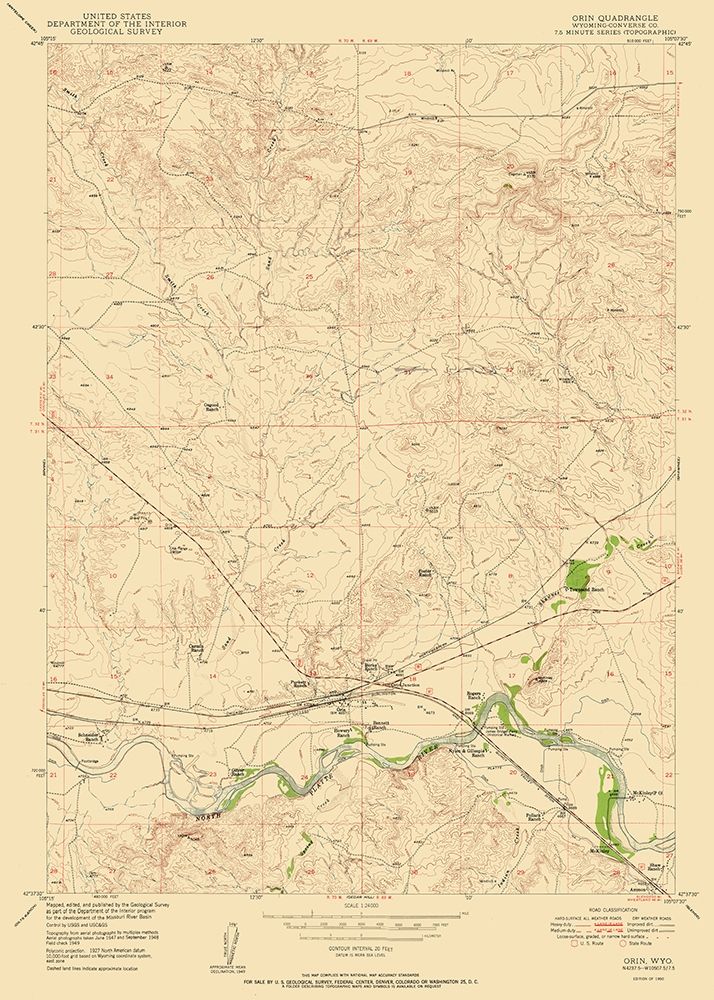 Orin Wyoming Quad - USGS 1950