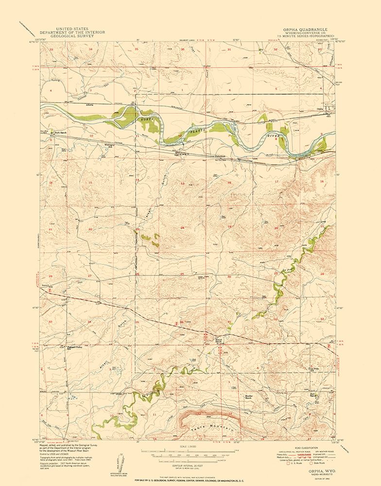 Orpha Wyoming Quad - USGS 1949