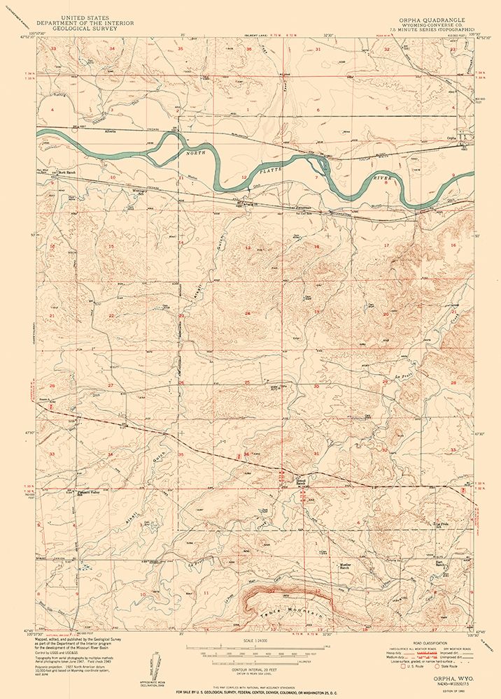 Orpha Wyoming Quad - USGS 1950