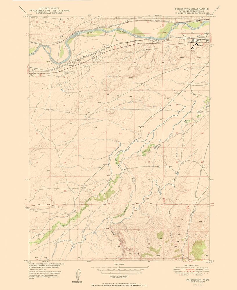 Parkerton Wyoming Quad - USGS 1950