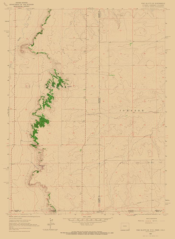 Pine Bluffs Wyoming Quad - USGS 1963