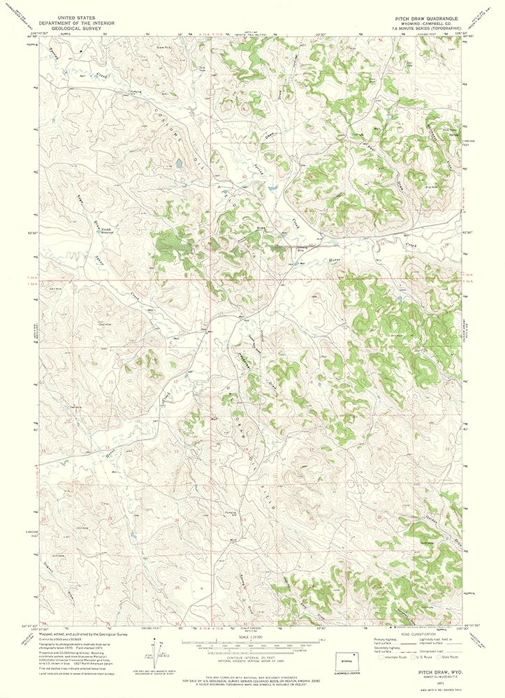 Pitch Draw Wyoming Quad - USGS 1971