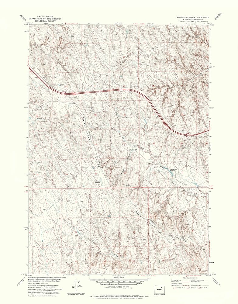 Ploessers Draw Wyoming Quad - USGS 1972