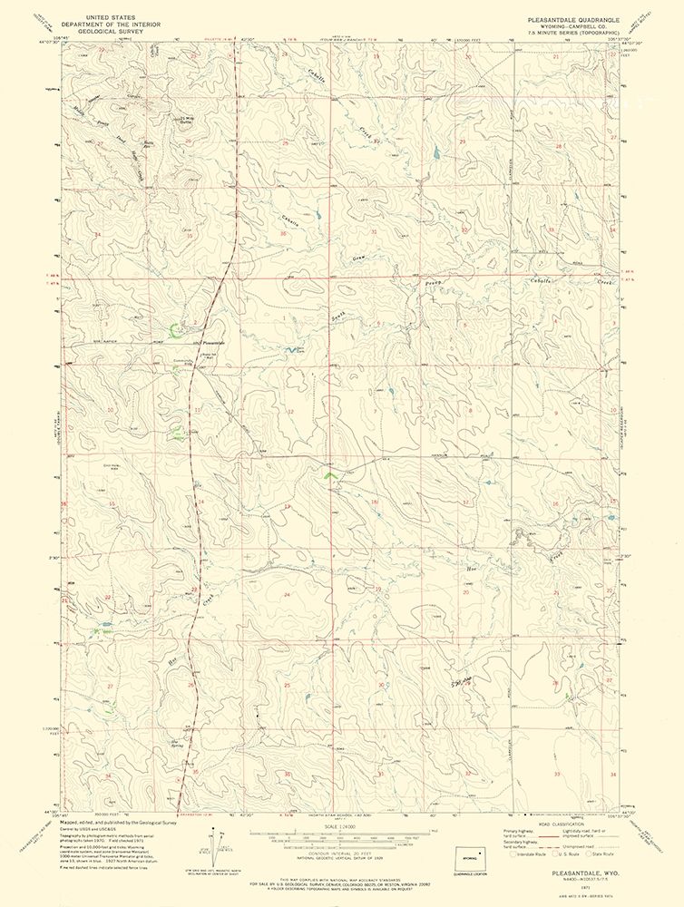 Pleasantdale Wyoming Quad - USGS 1971