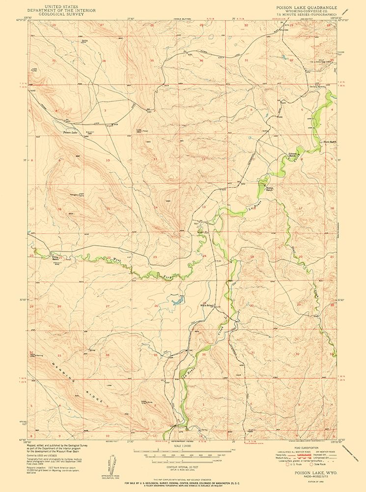 Poison Lake Wyoming Quad - USGS 1950