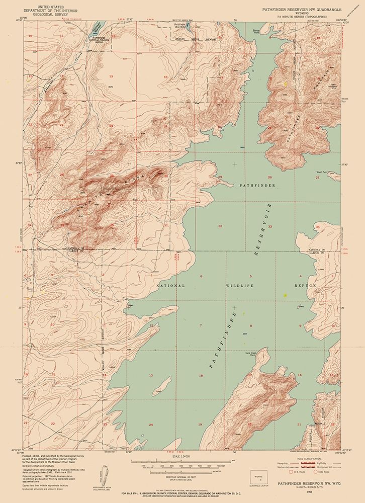 Pathfinder Reservoir Wyoming Quad - USGS 1951
