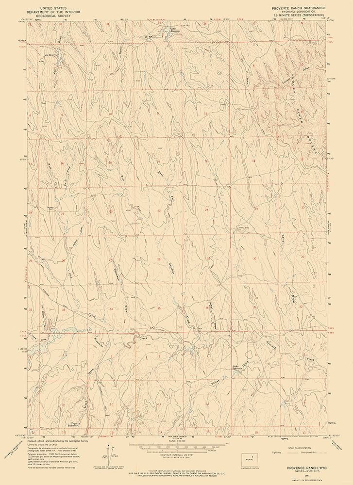 Provence Ranch Wyoming Quad - USGS 1961