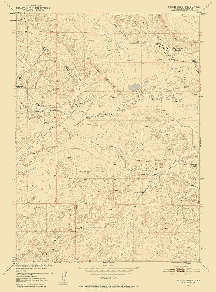 Poison Spider Wyoming Quad - USGS 1951