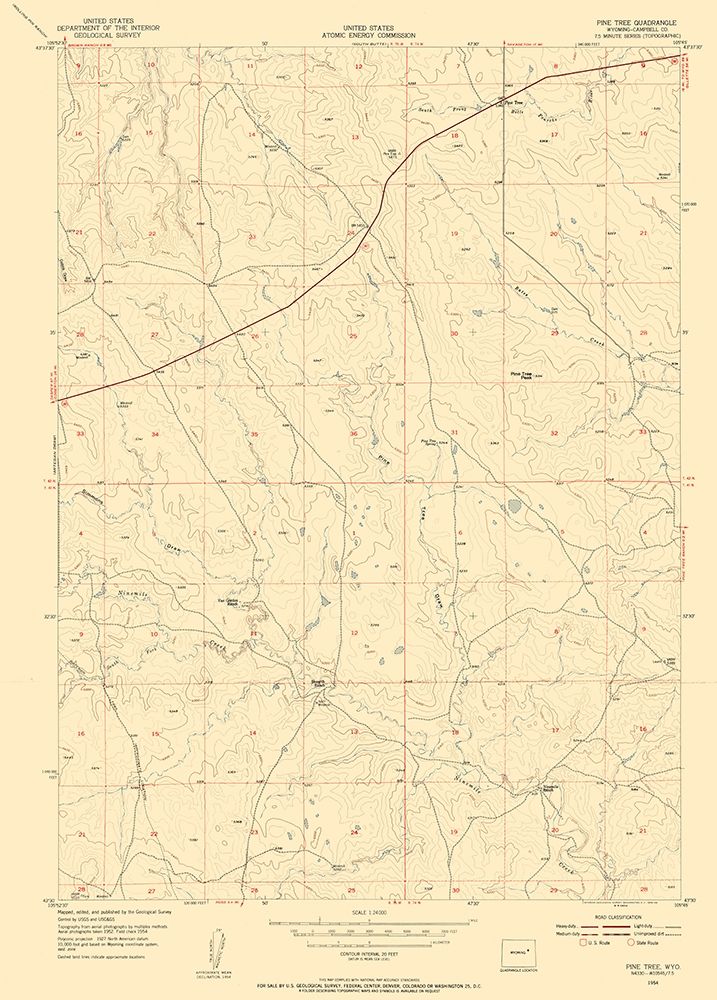 Pine Tree Wyoming Quad - USGS 1954