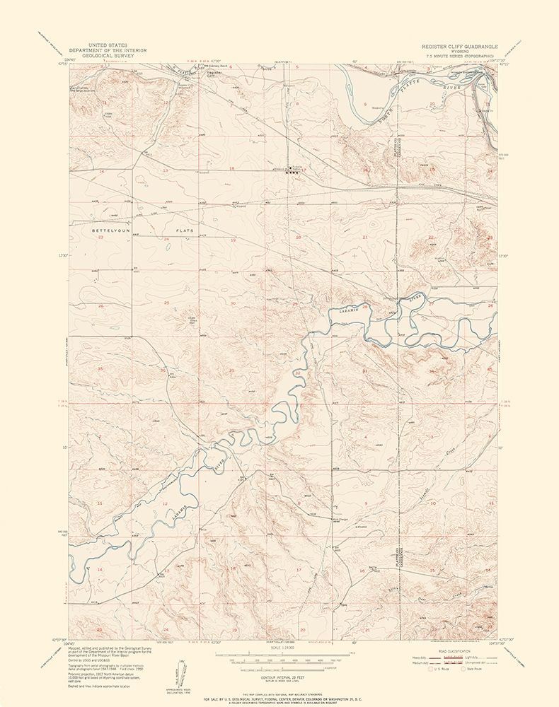 Register Cliff Wyoming Quad - USGS 1950