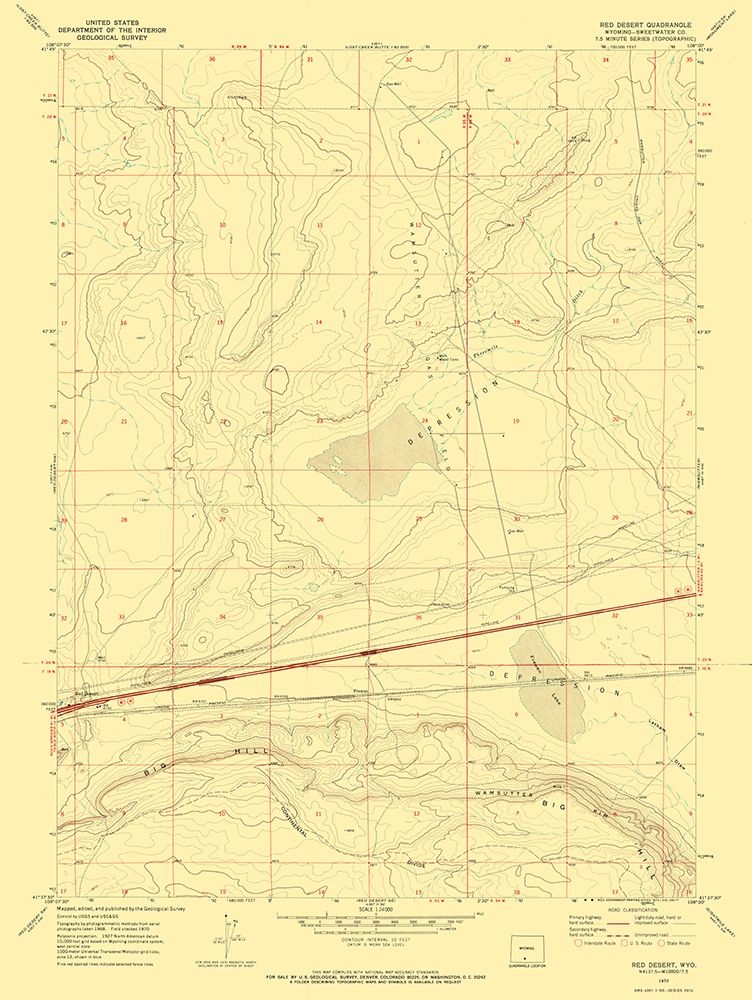 Red Desert Wyoming Quad - USGS 1970