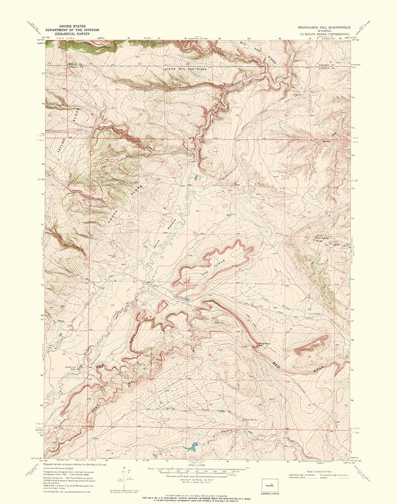 Roughlock Hill Wyoming Quad - USGS 1968