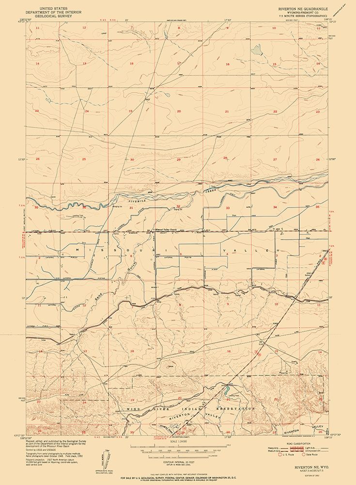 Riverton Wyoming Quad - USGS 1952