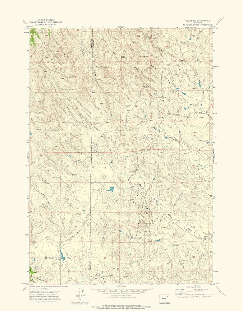 North East Rozet Wyoming Quad - USGS 1971
