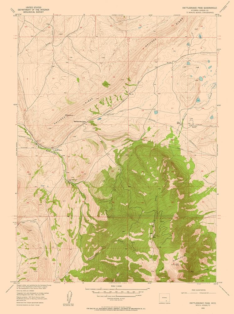 Rattlesnake Pass Wyoming Quad - USGS 1955