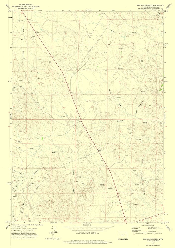 Rawhide School Wyoming Quad - USGS 1971