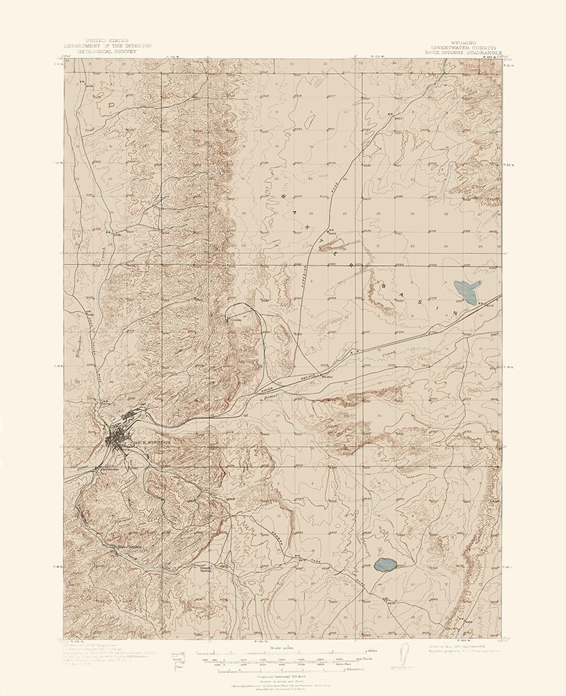 Rock Springs Wyoming Quad - USGS 1910