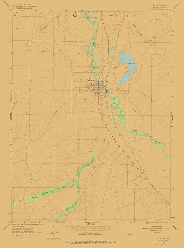 Saratoga Wyoming Quad - USGS 1961
