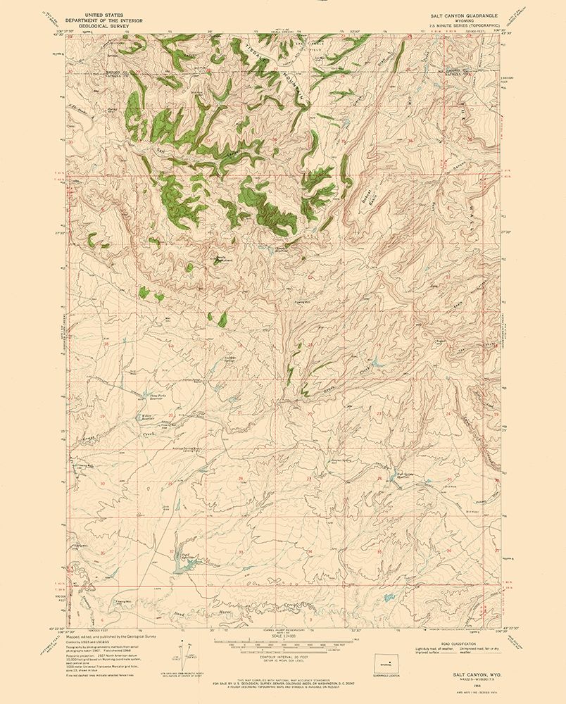 Salt Canyon Wyoming Quad - USGS 1968