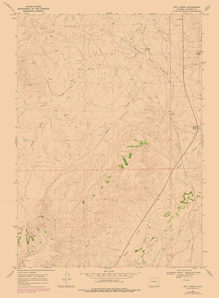 Salt Creek Wyoming Quad - USGS 1968