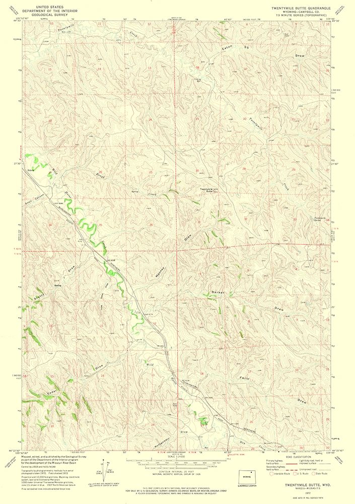 Twentymile Butte Wyoming Quad - USGS 1972