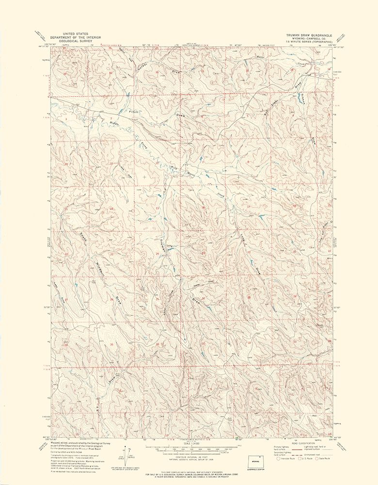 Truman Draw Wyoming Quad - USGS 1971