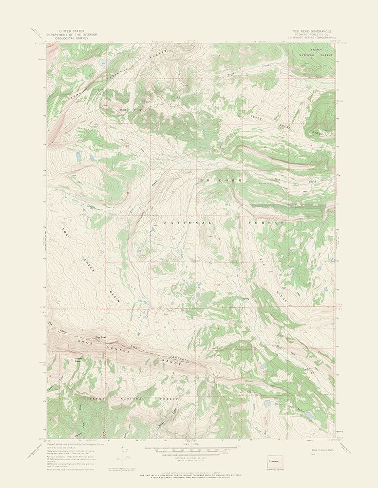 Tosi Peak Wyoming Quad - USGS 1967