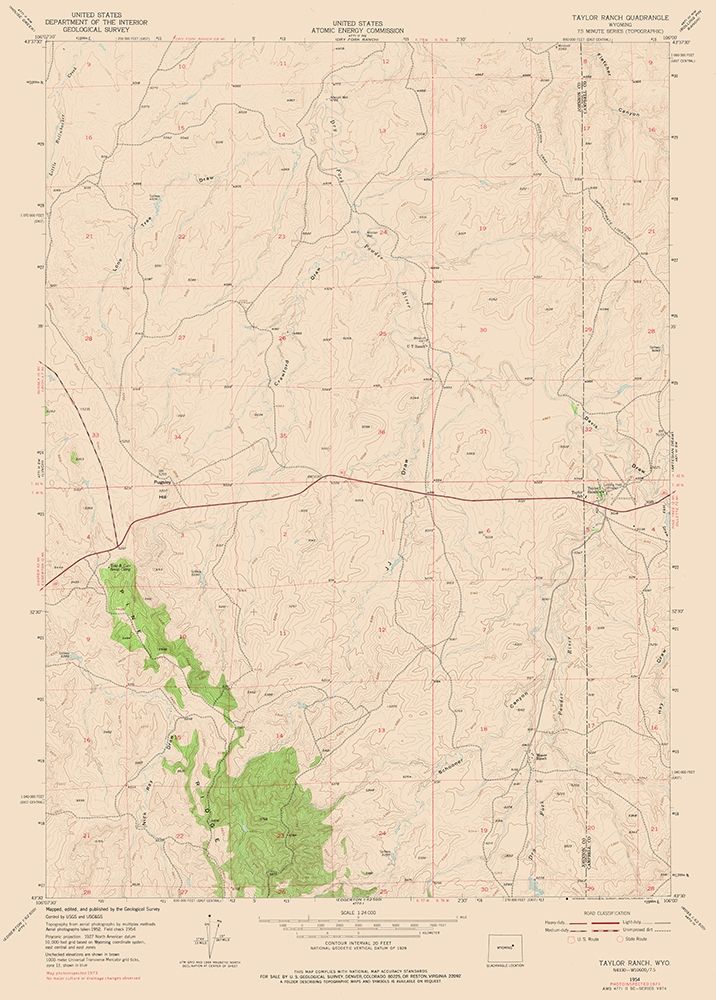Taylor Ranch Wyoming Quad - USGS 1954