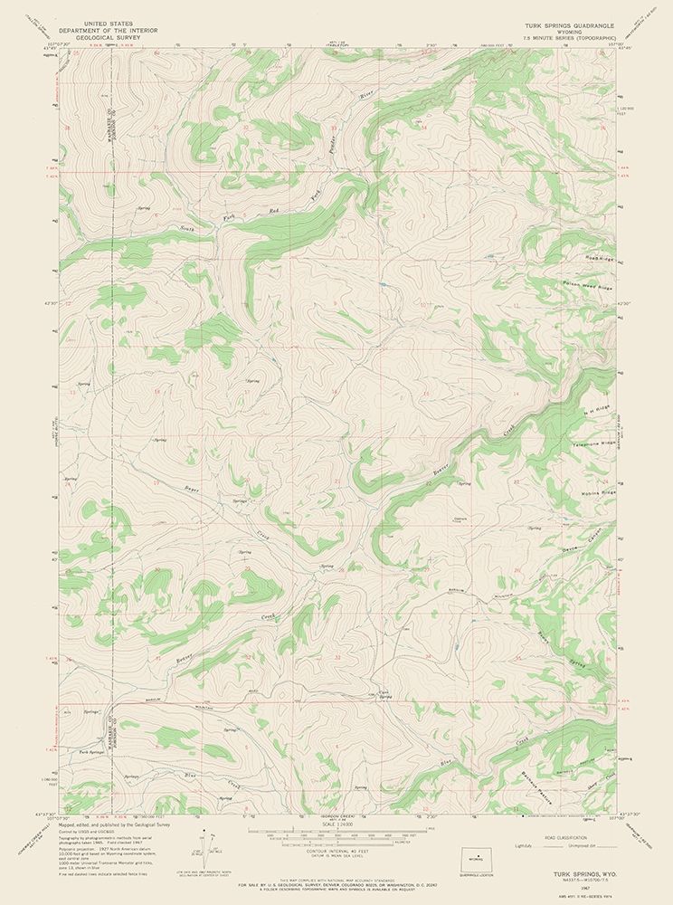 Turk Springs Wyoming Quad - USGS 1967