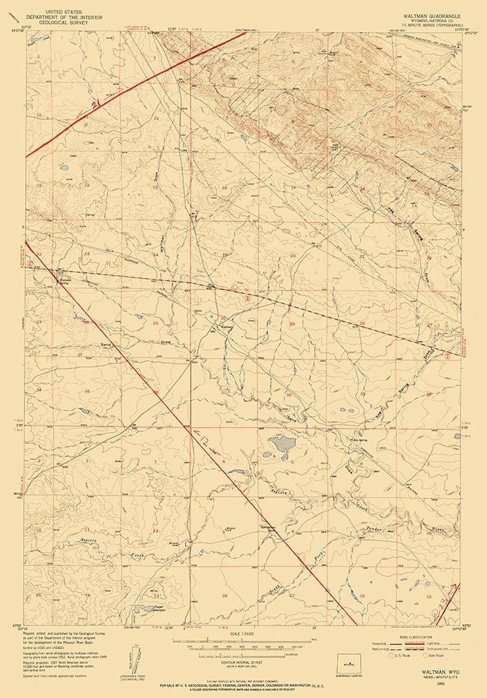 Waltman Wyoming Quad - USGS 1952