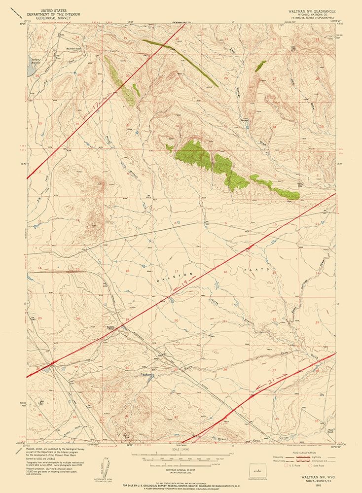 Waltman Wyoming Quad - USGS 1952